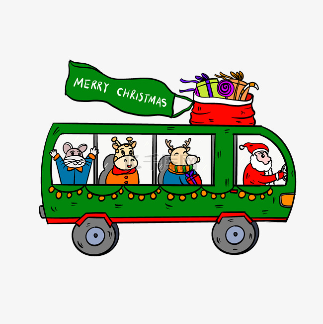 圣诞小动物开巴士