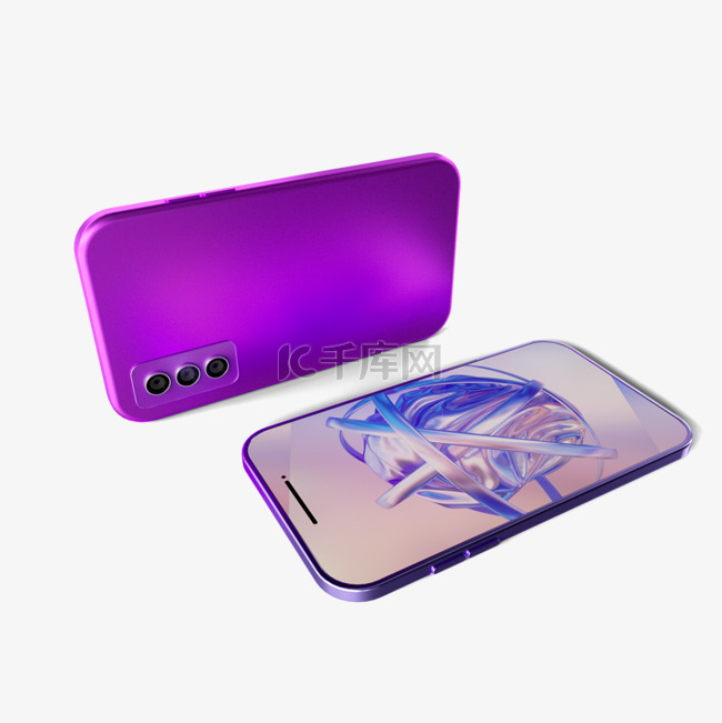 紫色金属质感手机模型