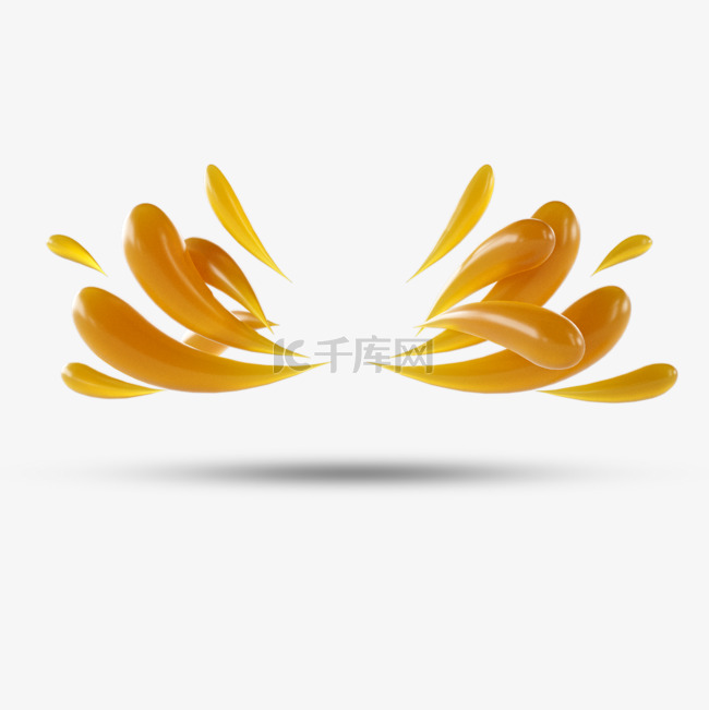 黄色抽象几何翅膀3d元素