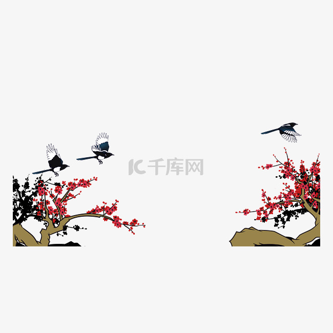中国风梅花喜鹊边框