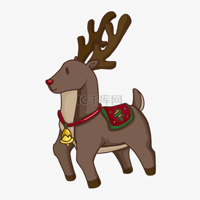 挂铃铛圣诞麋鹿剪贴画
