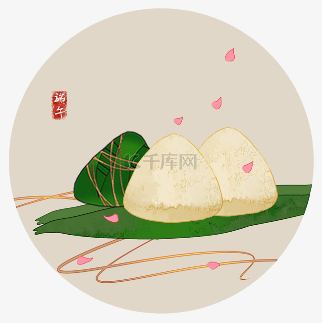 二十四节气端午习俗吃粽子PNG
