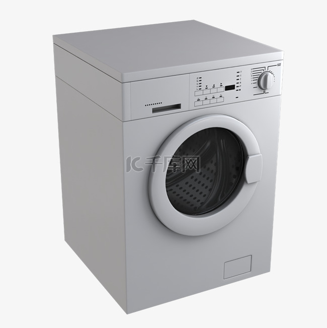 灰色立体创意滚筒洗衣机元素