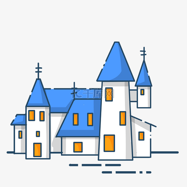 蓝色城堡卡通建筑
