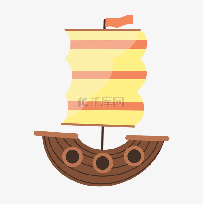 卡通木质小型帆船