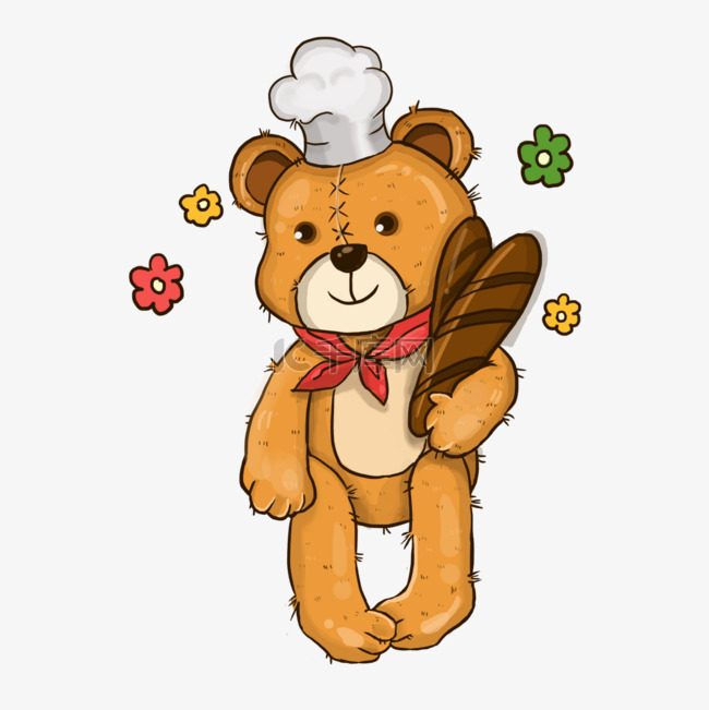 手绘厨师泰迪熊