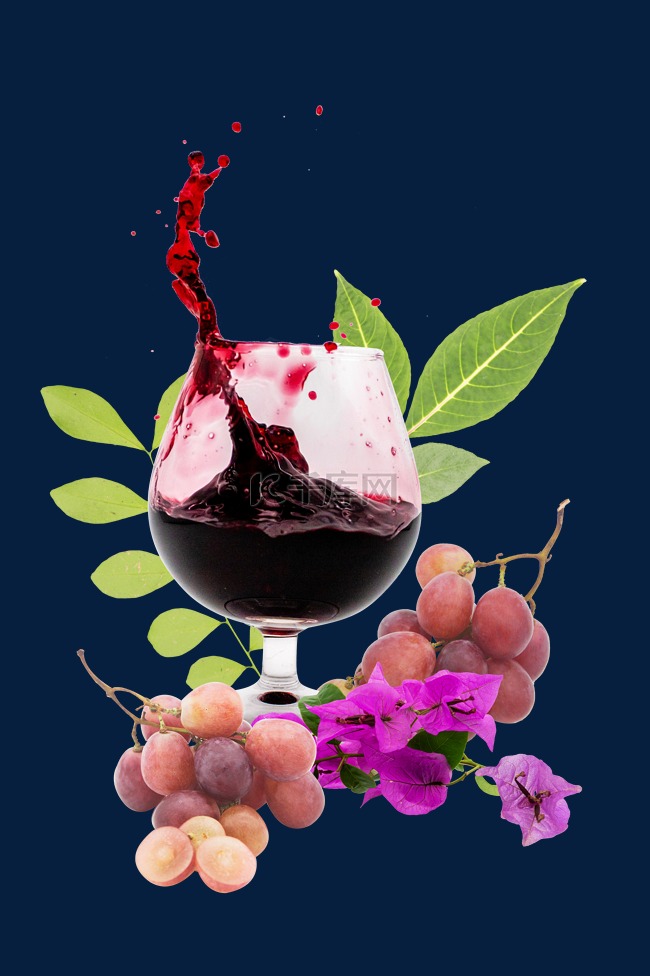 葡萄红酒水果组合