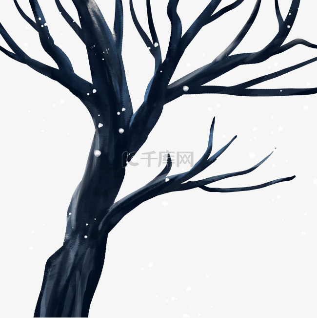 黑色冬季植物树干插画
