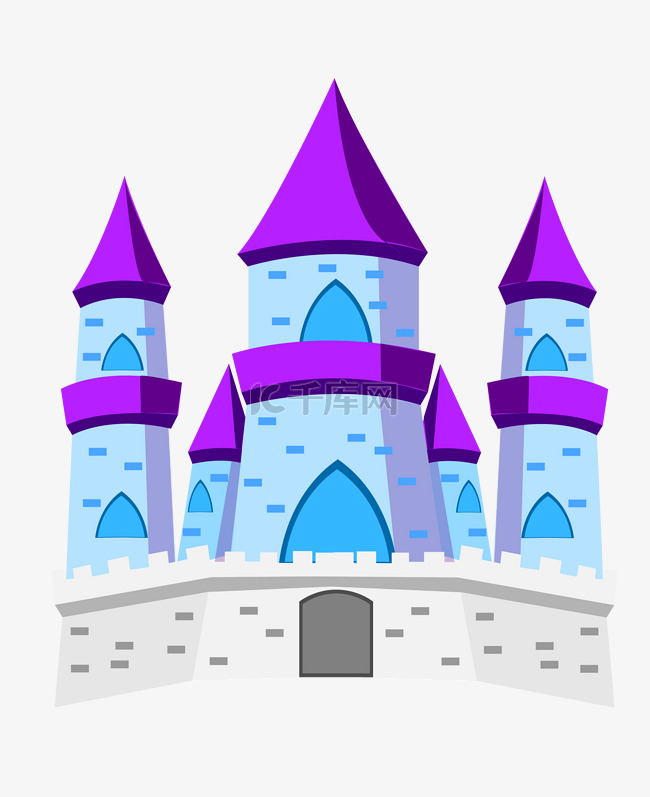 紫色的城堡装饰插画