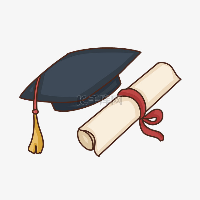 学士帽和学位证书PNG免抠图