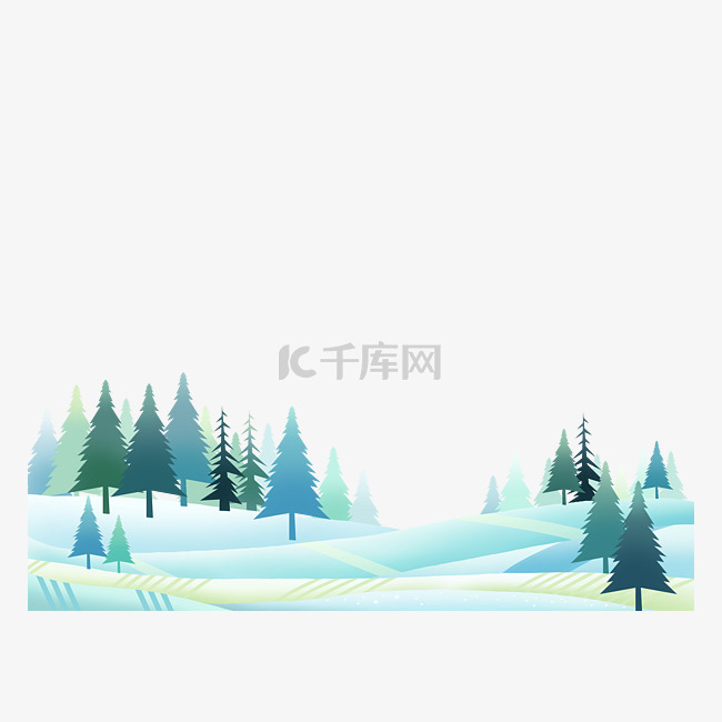 冬日松林装饰底框雪景风景
