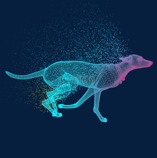 狗奔跑科技动物智能魔幻数据光点