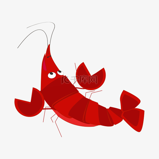 红色卡通龙虾插画