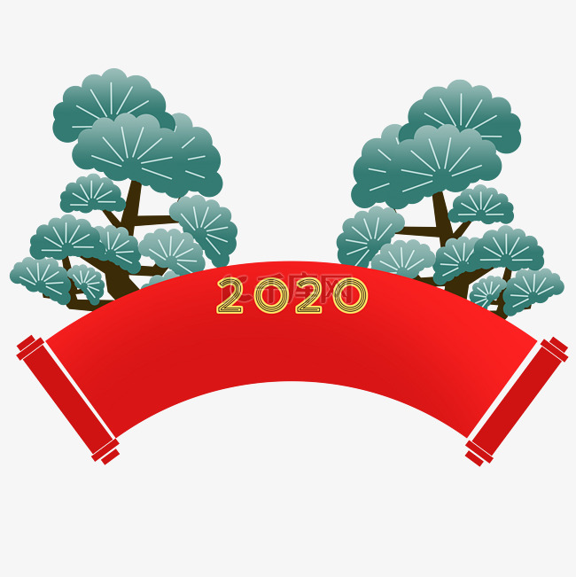 中国风国潮新年喜庆传统文化松树