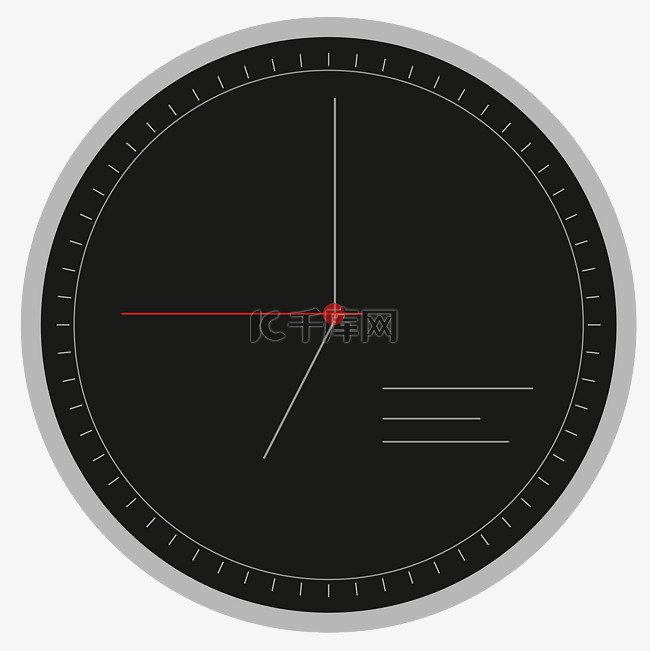 黑灰时钟简洁现代扁平插画矢量图