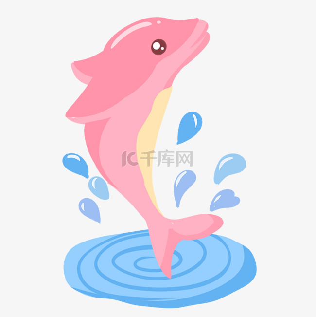 游水卡通海豚插画