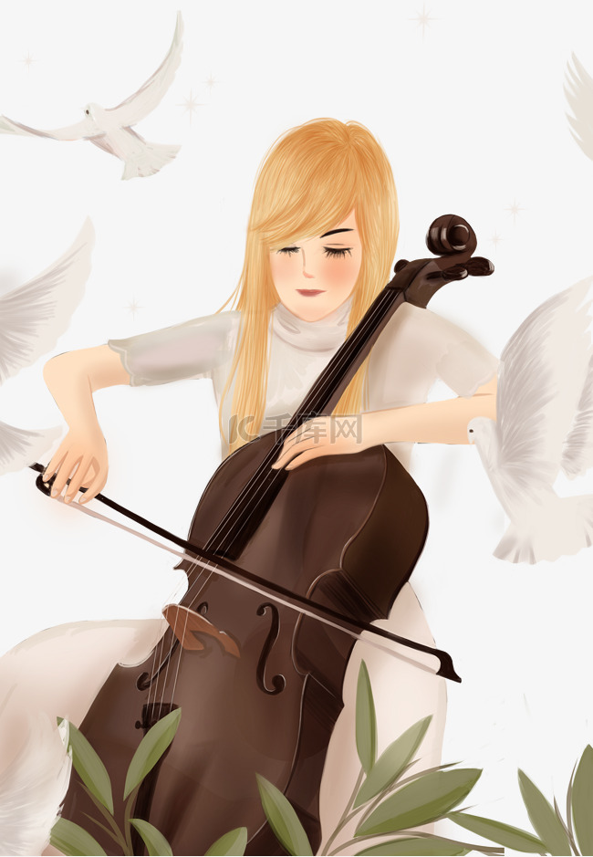 演奏大提琴的女孩