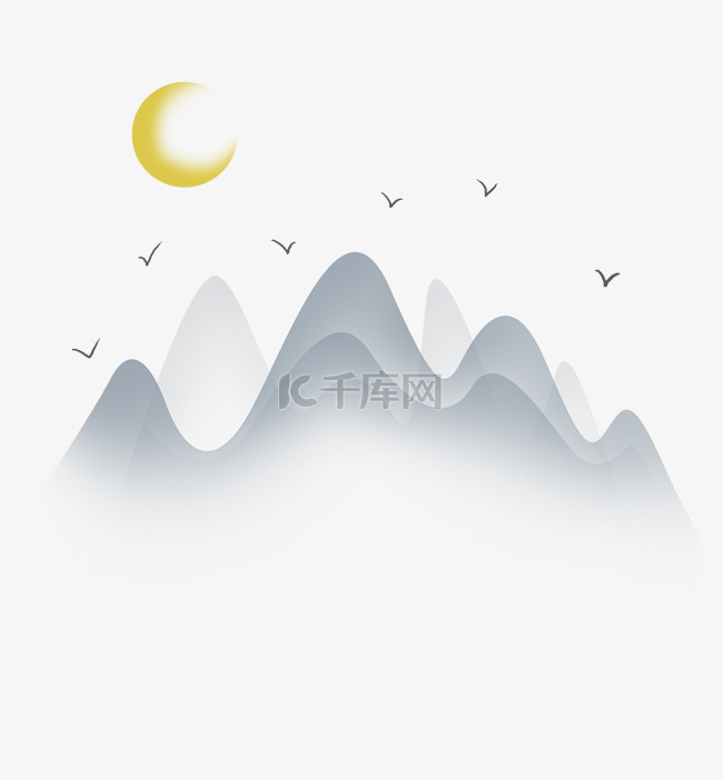 夜晚渐变大山和月亮