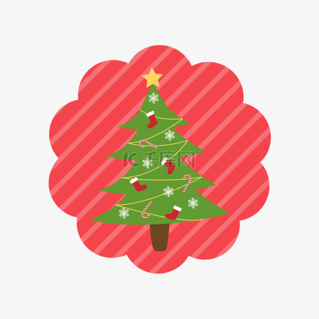 圣诞标签雪花圣诞树