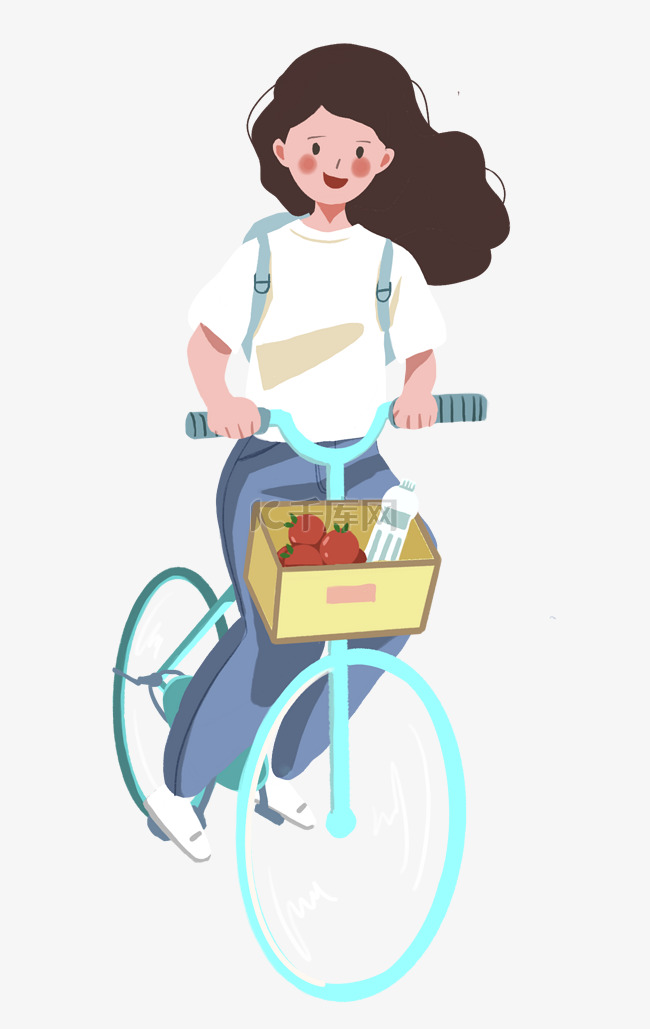 夏天春天女孩骑车骑行单车出游踏
