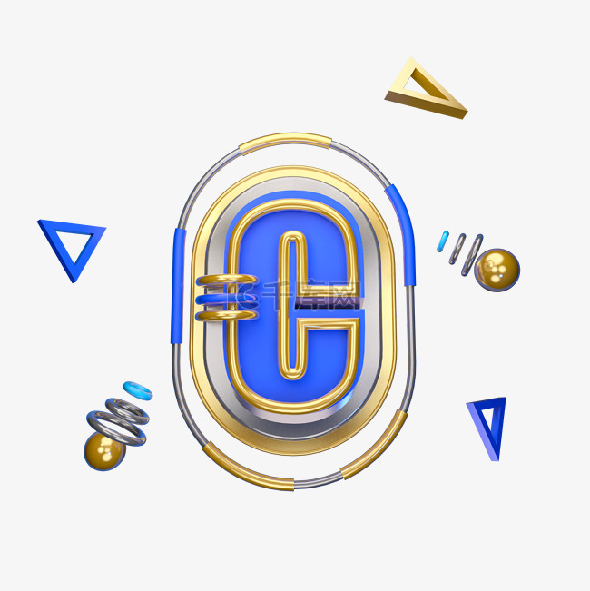 立体蓝色大写字母C4D插图