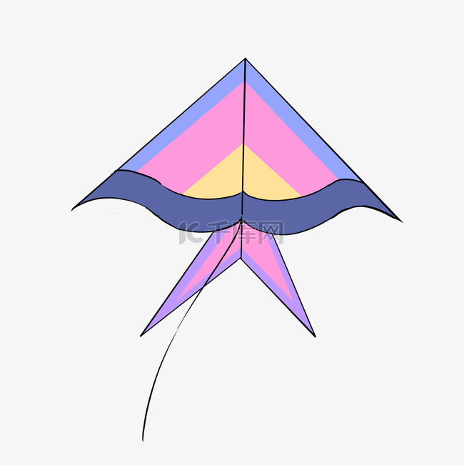条纹繁多的粉色风筝手绘