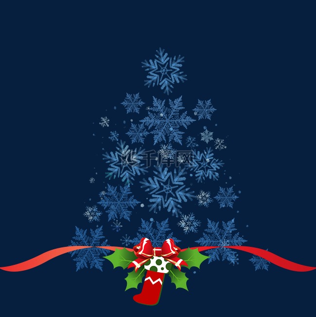 圣诞节浅蓝色雪花圣诞树