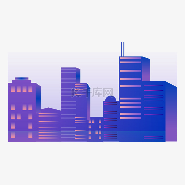 紫色渐变城市
