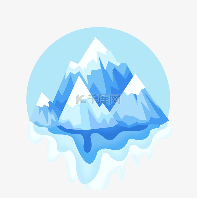 冰山融化圆形深蓝浅蓝白色环保装