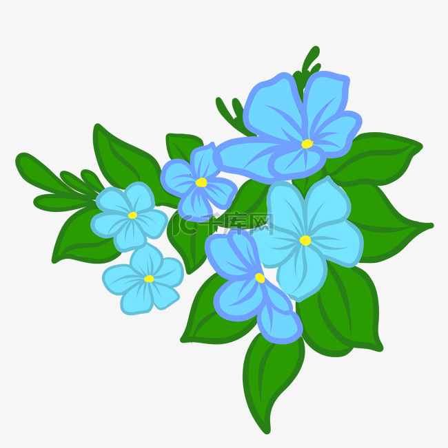 蓝色花草花朵
