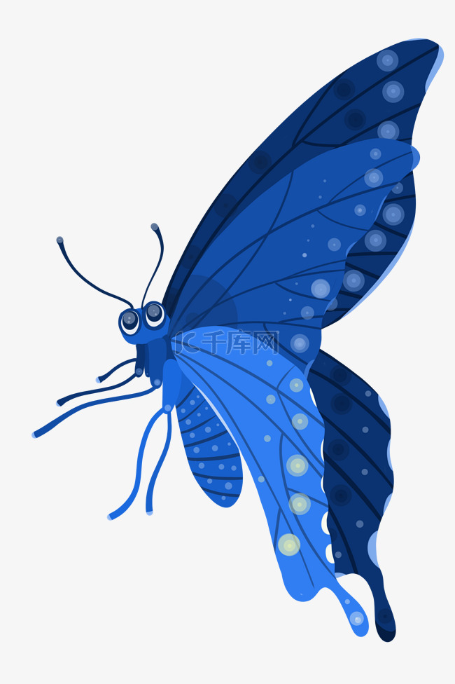 飞舞的蓝色蝴蝶插画