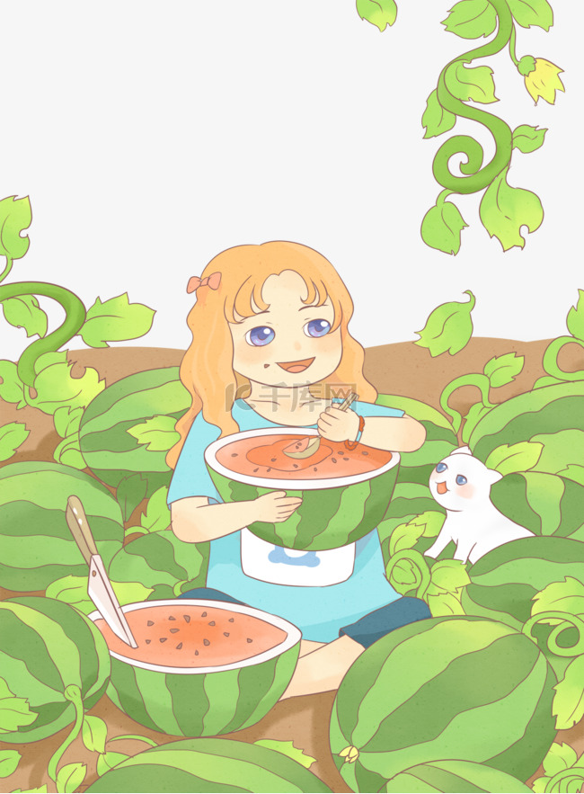 女孩吃西瓜
