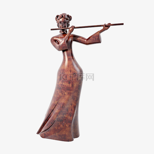 古代女人木雕png图