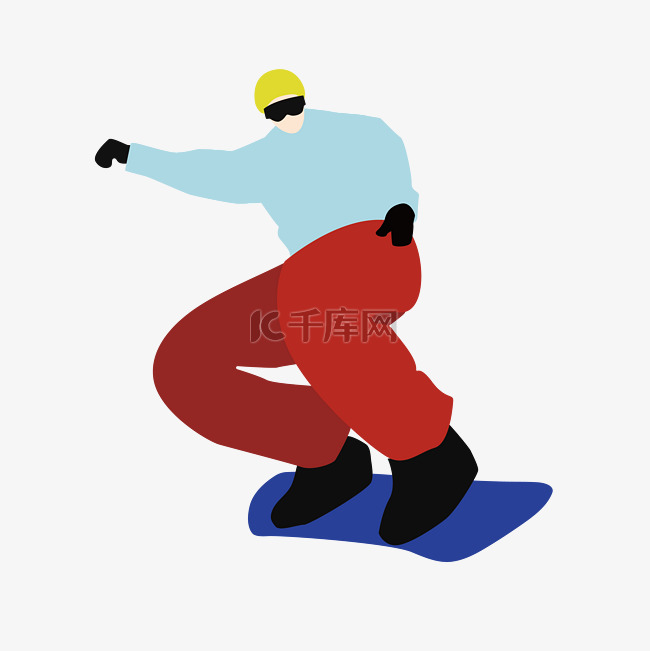 扁平冬季滑滑板男孩