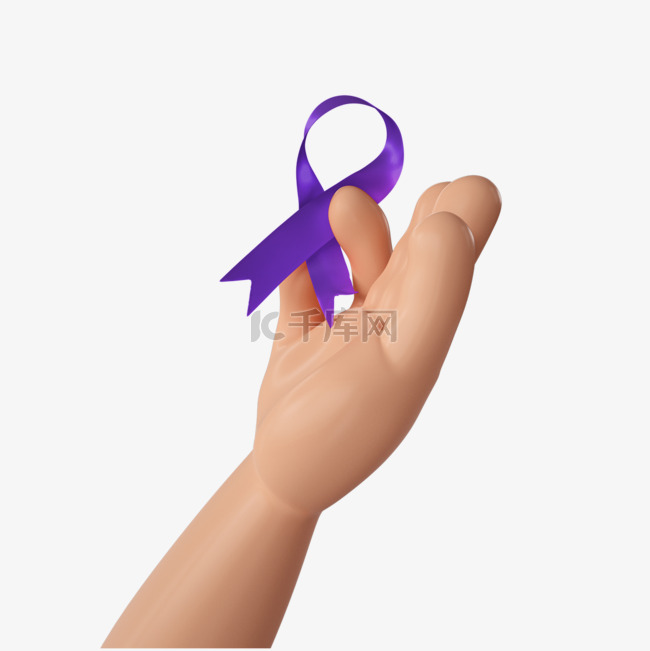 world cancer day手拿紫色丝带