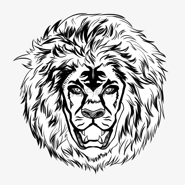 狮子头纹身卡通插画