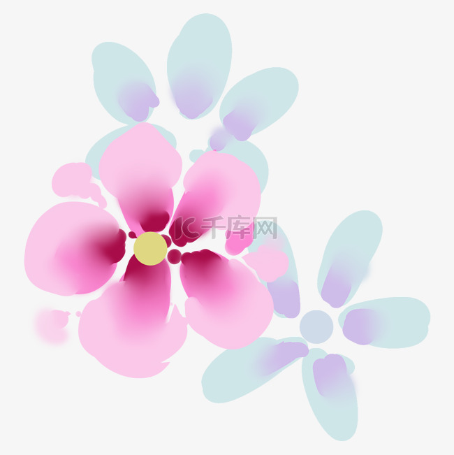 唯美的粉紫色花朵插画