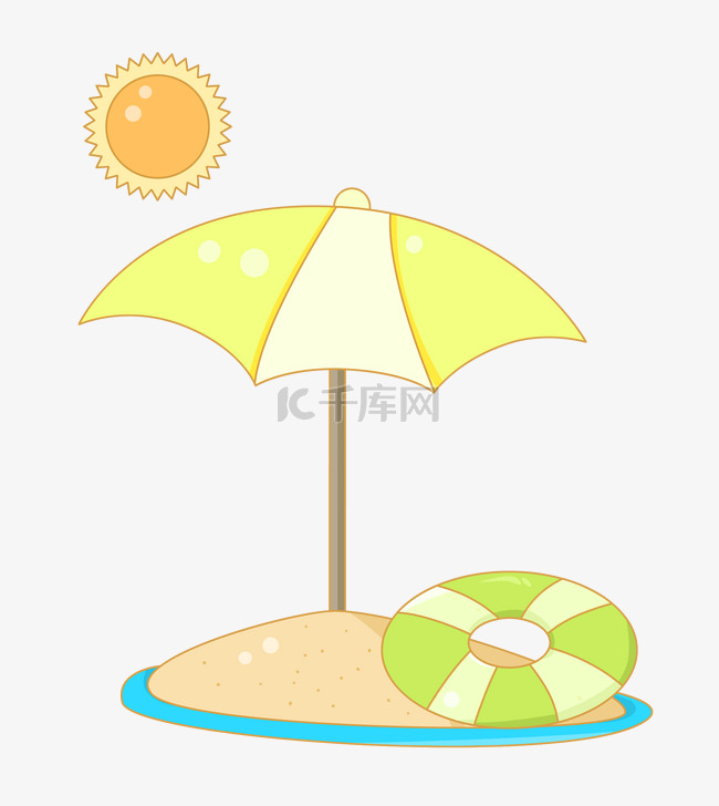 海滩游玩遮阳伞