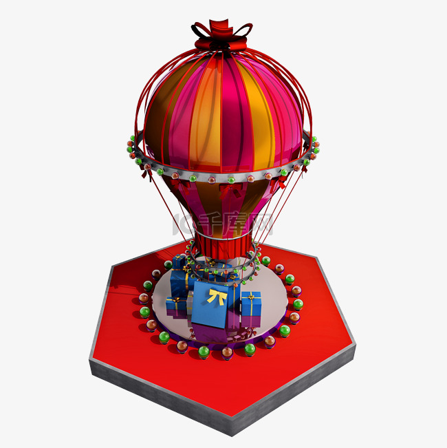 立体热气球png图