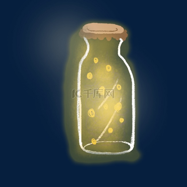 黄色圆弧发光的瓶子元素