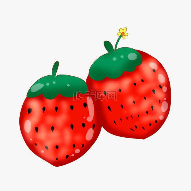 两个可爱草莓插画