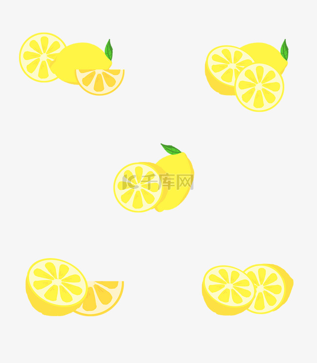 夏日柠檬组合免扣PNG