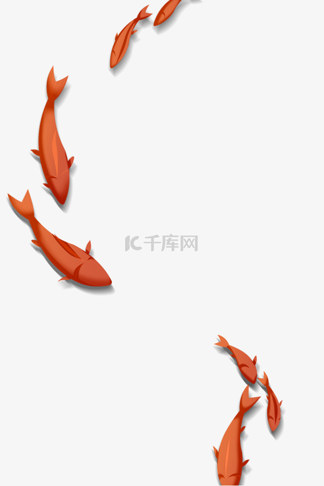 手绘红鲤鱼卡通图案