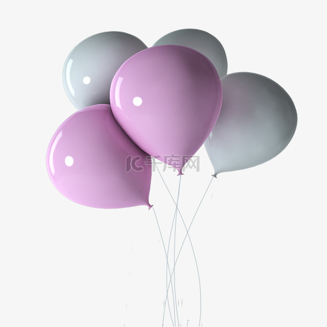 立体紫色漂浮气球