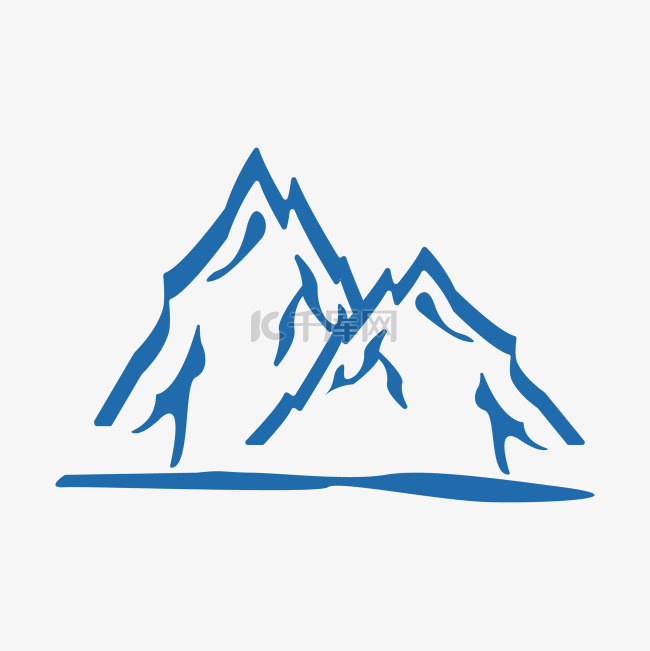 蓝色山峰山崖logo扁平