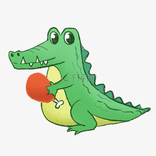 卡通绿色鳄鱼动物