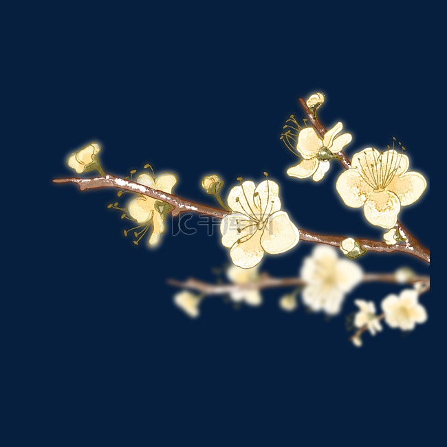 水彩春节装饰花