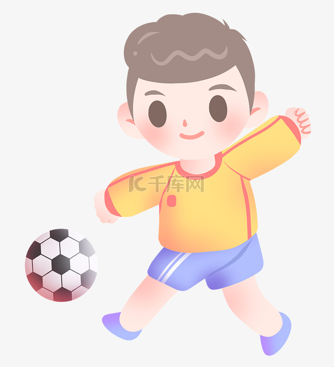 踢足球的小男孩插画