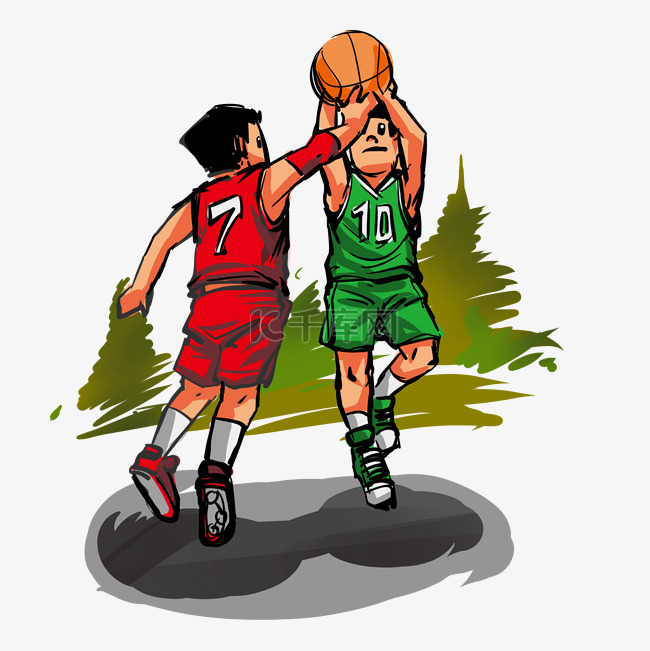 绿红俩队篮球比赛