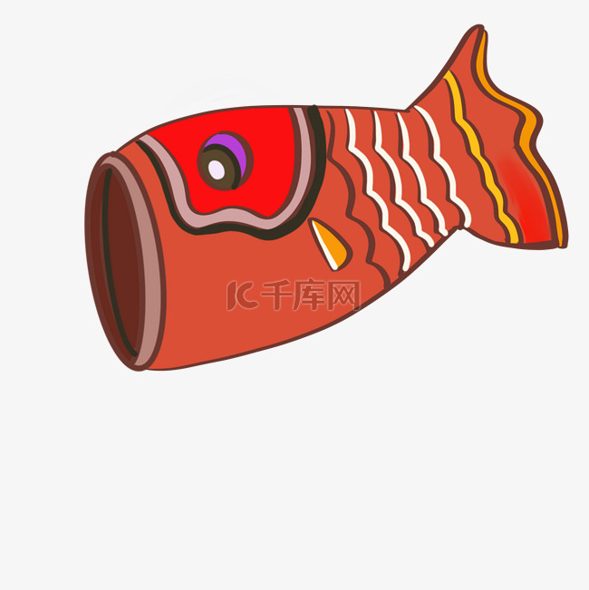 日本红色的鲤鱼插画